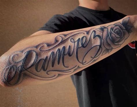 3 name tattoo ideas for guys|forearm name tattoos for men.